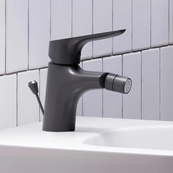 смеситель damixa jupiter 770240300 для биде, с донным клапаном, черный матовый