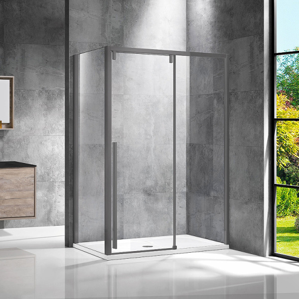 душевой уголок vincea lugano 120×90 vsr-1l9012clgm-1 профиль вороненая сталь, стекло прозрачное