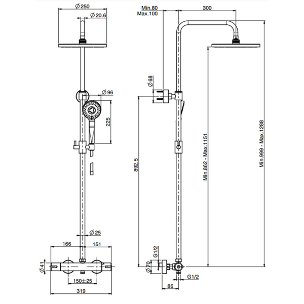 душевая система fima carlo frattini colonne doccia f3155/rp259cr, хром