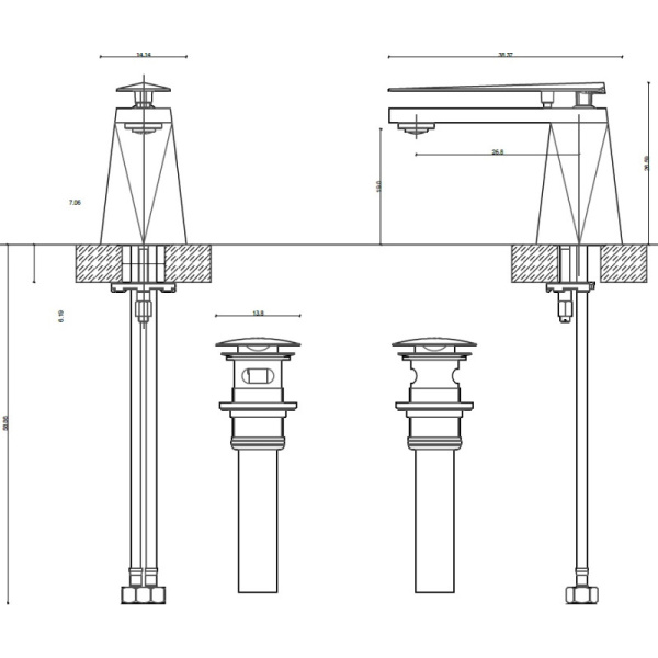 смеситель для раковины bravat diamond (f118102c-2-eng)