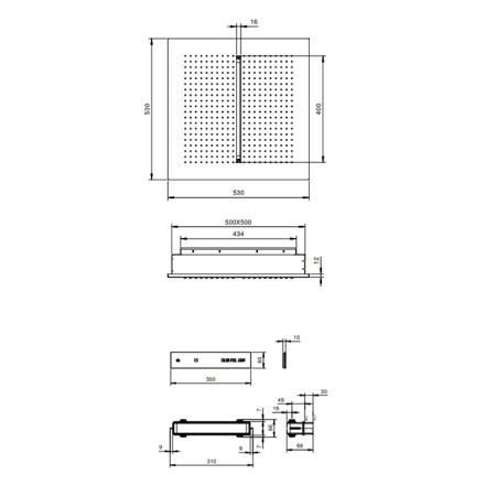 верхний душ 53х53м fantini acqua zone dream 75 38 c031 цвет: блестящая натуральная сталь