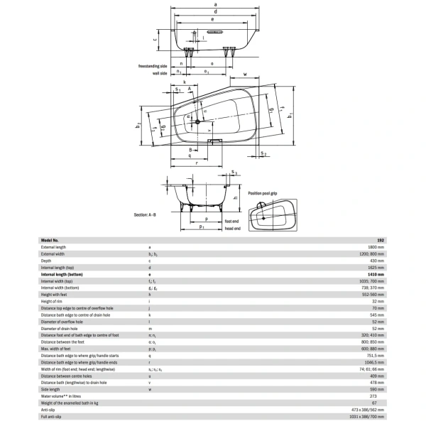 стальная ванна 180х120 см r kaldewei plaza duo 190 standard
