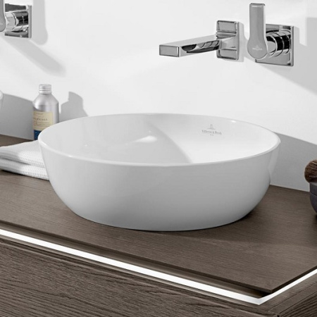 раковина villeroy & boch artis 417943bct6 накладная, ø43 см, full moon (полнолуние) с покрытием ceramicplus