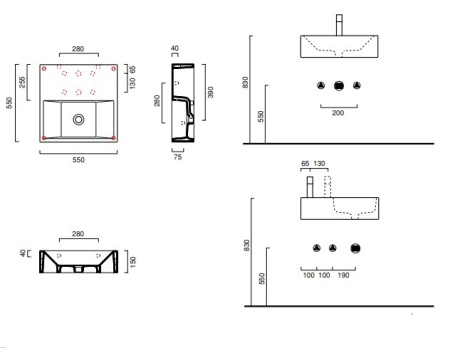 раковина накладная / подвесная 55 см catalano verso 55ve, белая