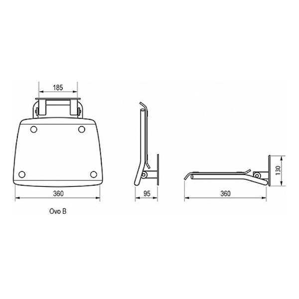 сиденье для душа ravak ovo-b clear/black b8f0000045 прозрачное черное