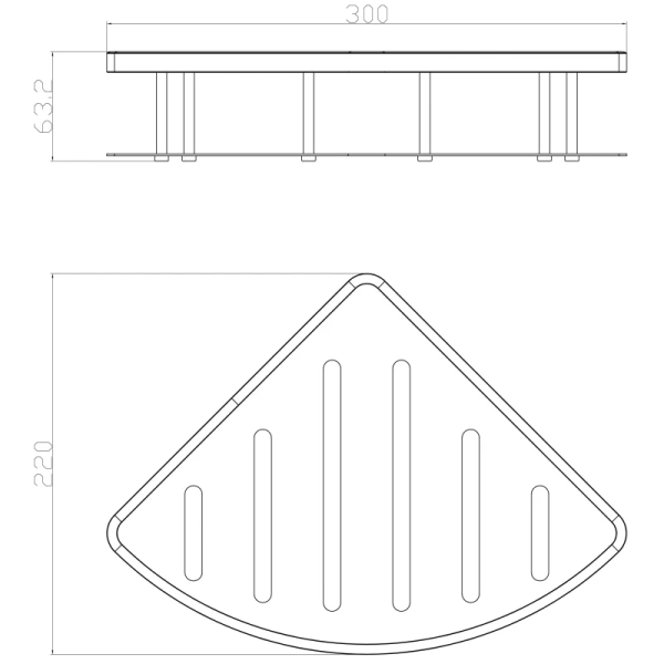 Полка для ванной Wonzon & Woghand WW-4132 22x22 см, угловая, хром