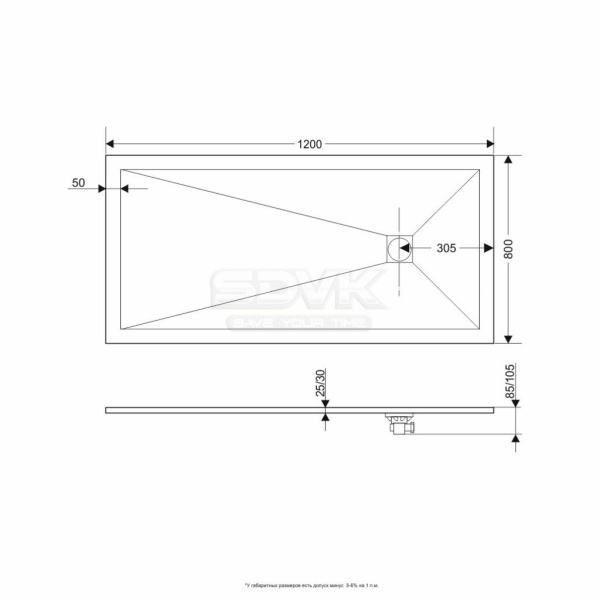 душевой поддон из искусственного камня rgw stt st-0128g 80×120×2,5 серый