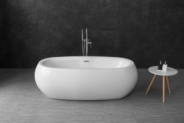 акриловая ванна belbagno bb502-1800-900 180x95 см, отдельностоящая, белая, овальная, на ножках, со сливом-переливом, с донным клапаном