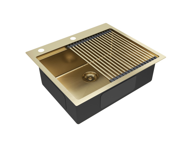 мойка нерж. сталь kroner-pro 59 + ролл-мат pro в цвет мойки, pm705951-bg+r405-bg