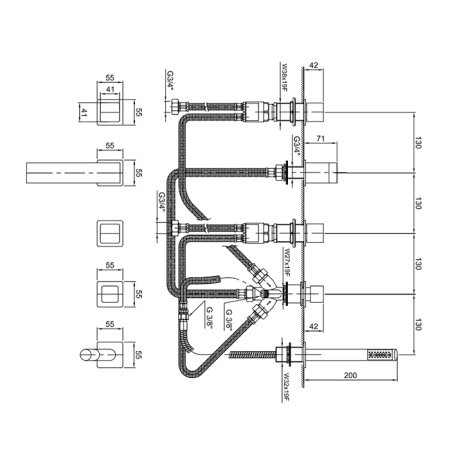смеситель на борт ванны fantini mint 34 13 f165 черный матовый