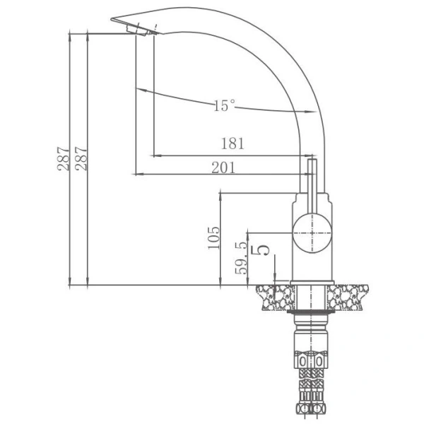 смеситель для кухни haiba hb70304 цвет нержавеющая сталь