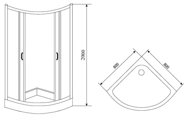 душевой угол timo tl tl-8001f 80×80 см, стекло матовое