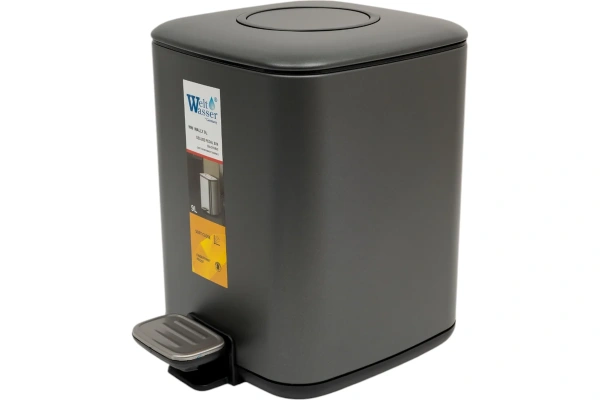 Мусорное ведро Weltwasser WW Wally TG 9L с педалью, серое матовое