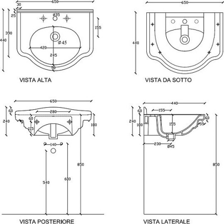 раковина полувстраиваемая galassia ethos 65 см 8432m