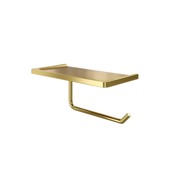 Держатель туалетной бумаги Wasserkraft Sauer 1625 матовое золото, с полкой для телефона