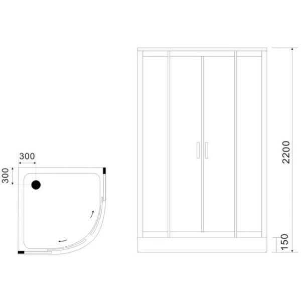душевая кабина black&white galaxy g5501 80х80х220 см с гидромассажем, профиль серебристый хром задняя стенка белая