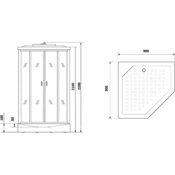 душевая кабина niagara premium 90x90 ng-6001-01d без гидромассажа