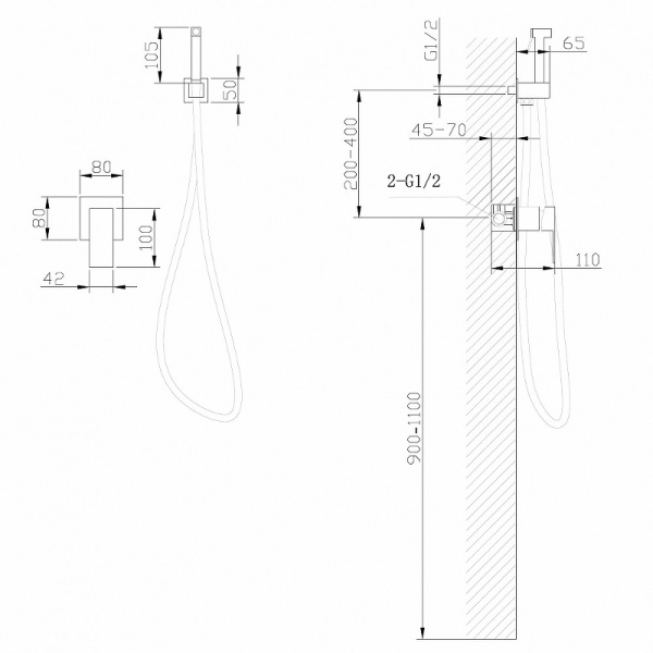 гигиенический душ abber daheim af8225ng со смесителем, никель