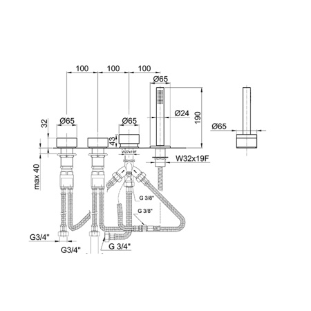 смеситель на борт ванны fantini af/21 27 p6 a267 золото