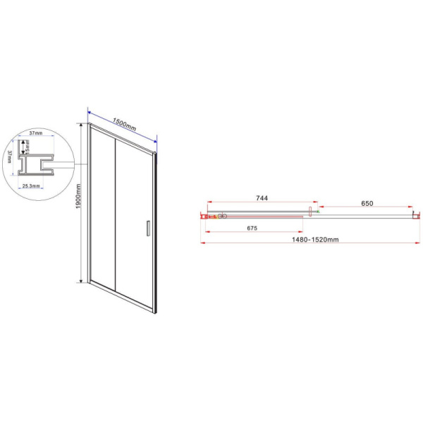 душевая дверь 150 см vincea garda vds-1g150clgm прозрачное