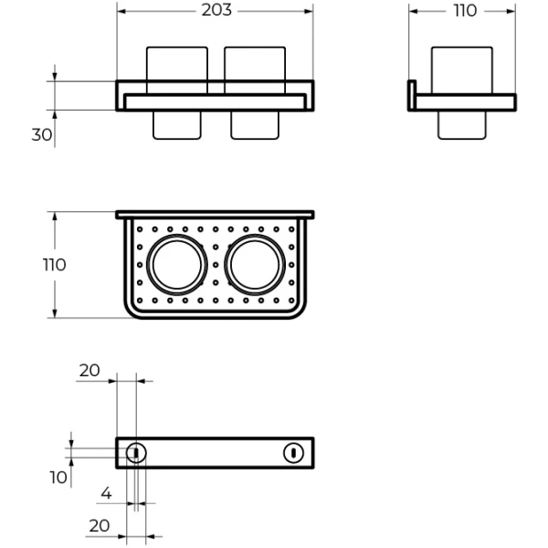 Стакан для зубных щеток Cezares Maxima CZR-F-8920A двойной Хром