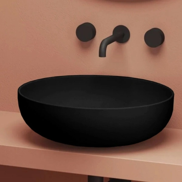 раковина artceram jolie jol001 17 00 накладная/для пьедестала, ø50xh17 см, черный матовый