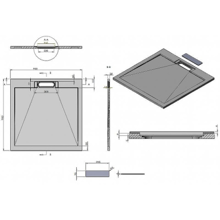 душевой поддон из искусственного камня esbano luxe esp-lx90w 90×90 esplx 90w белый матовый
