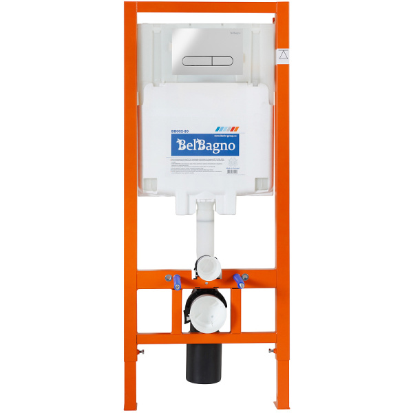 комплект унитаза с инсталляцией belbagno sfera-r bb046chr/bb2111sc/bb002-80/bb005-pr-chrome с сиденьем микролифт и клавишей смыва хром глянцевый