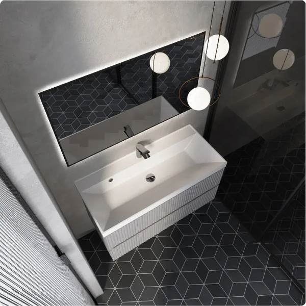 тумба под раковину aquame s1 100 aqm900110gm подвесная цвет серый