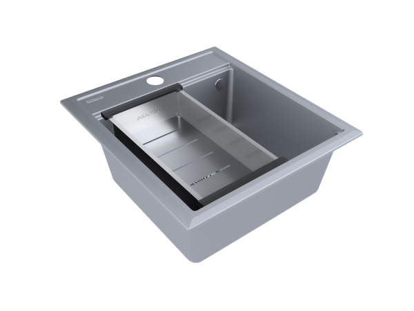 мойка stepia 45, it-granit + коландер advance брашированная нерж. сталь, pm114651-grm+a375-bs