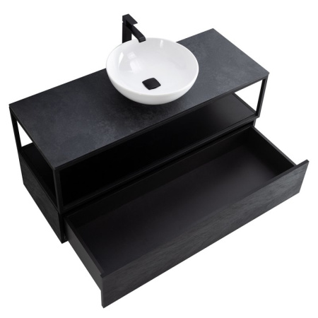 консоль под раковину cezares cadro 120 cadro-120/46/58-2c-so-met-st черная матовая