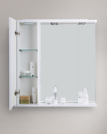 Зеркало со шкафом BelBagno MARINO-SPC-800/750-1A-BL-P-L 80 с подсветкой Bianco Lucido