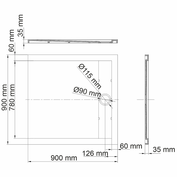 душевой поддон из искусственного камня wasserkraft mindel 90×90 85t03 белый матовый