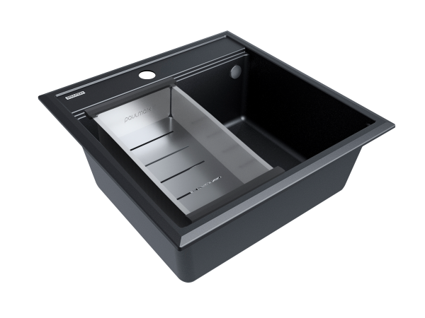мойка stepia 50, it-granit + коландер advance брашированная нерж. сталь, pm115051-blm+a375-bs