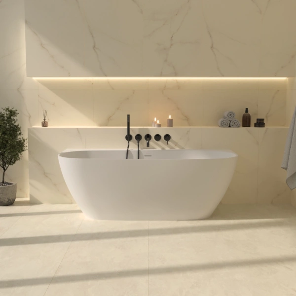 ванна whitecross make 0219.170080.200 пристенная, композит, 170x80 см, перелив по центру, белая матовая