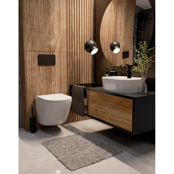 унитаз подвесной aquame aqm2002l с сиденьем softclose, цвет белый глянец