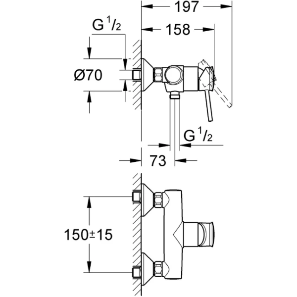 смеситель для душа grohe bauclassic 32867000