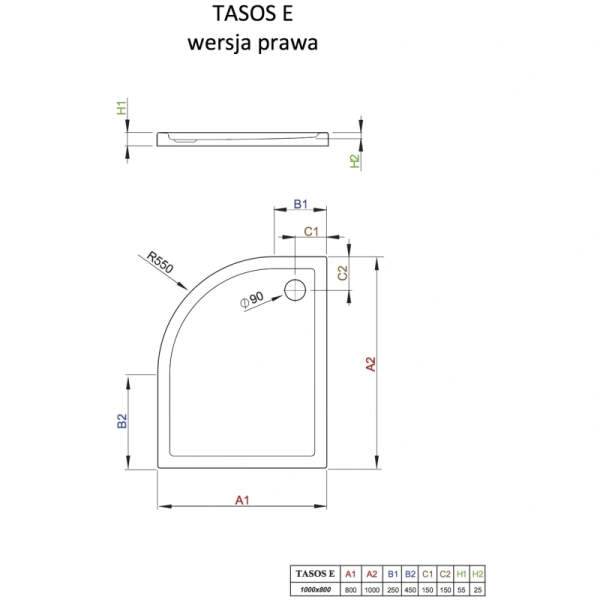 душевой поддон 100×80 см radaway tasos e ste1086-30r