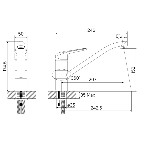 смеситель для кухни iddis male malbn00i05 сатин