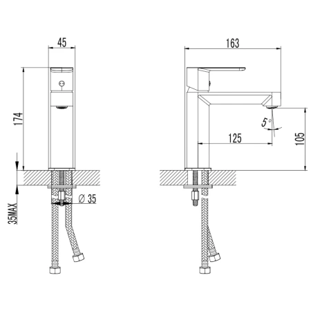 смеситель для раковины aquame parma aqm6610cr без донного клапана, хром