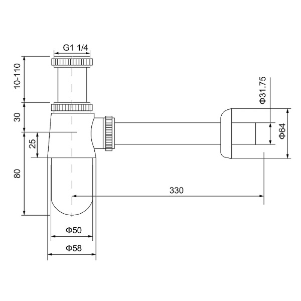 сифон для раковины timo 960/18l черное золото