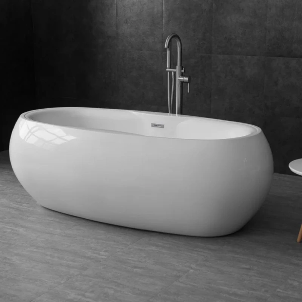 акриловая ванна belbagno bb502-1800-900 180x95 см, отдельностоящая, белая, овальная, на ножках, со сливом-переливом, с донным клапаном
