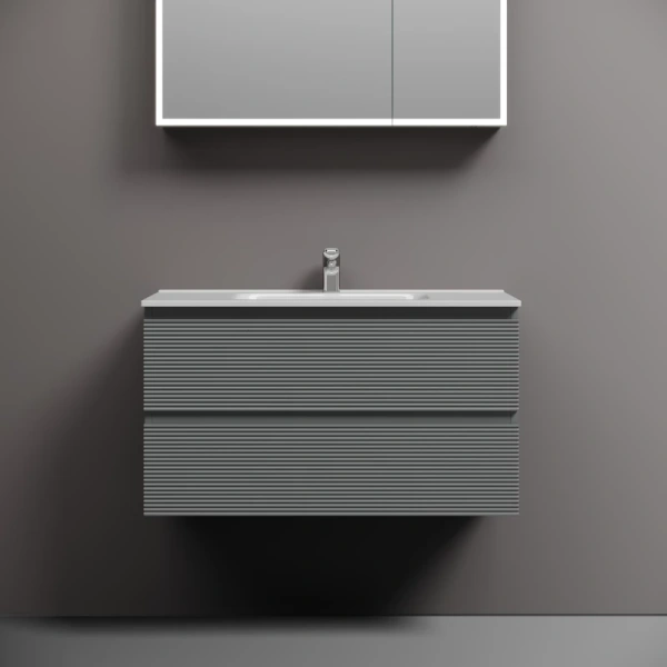 тумба под раковину sancos folk fl90es 89 см, подвесная, светло-серый матовый