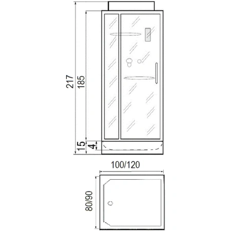 душевая кабина river tana 100x80x15 10000003119 профиль белый задняя стенка белая
