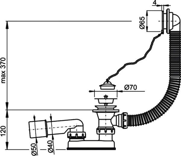 слив-перелив для ванны alcaplast a501