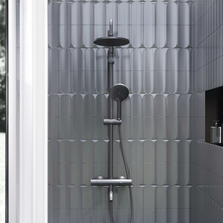 душевая система damixa jupiter 977810300 с термостатом, черный матовый