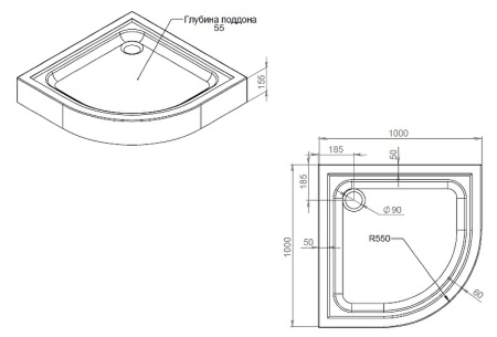 душевой поддон am.pm gem w90t-401-100w 100×100