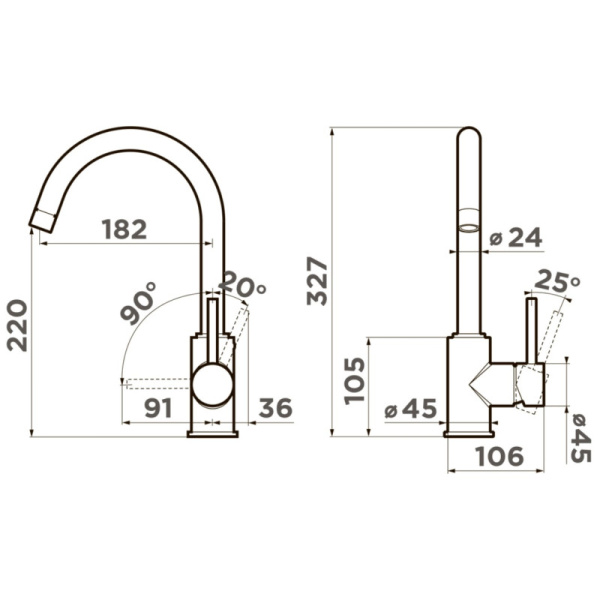 смеситель omoikiri shinagawa-p 4994504 для кухни, espresso