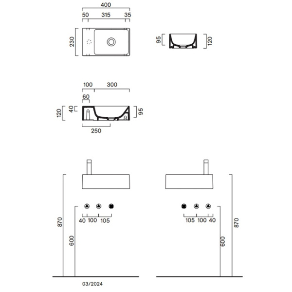 раковина catalano premium 0220410021 40x23 белый матовый
