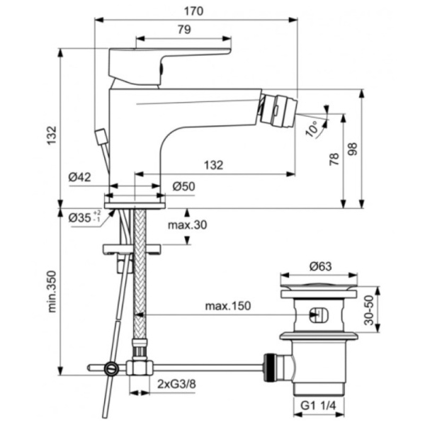 смеситель для биде ideal standard sesia bc206aa